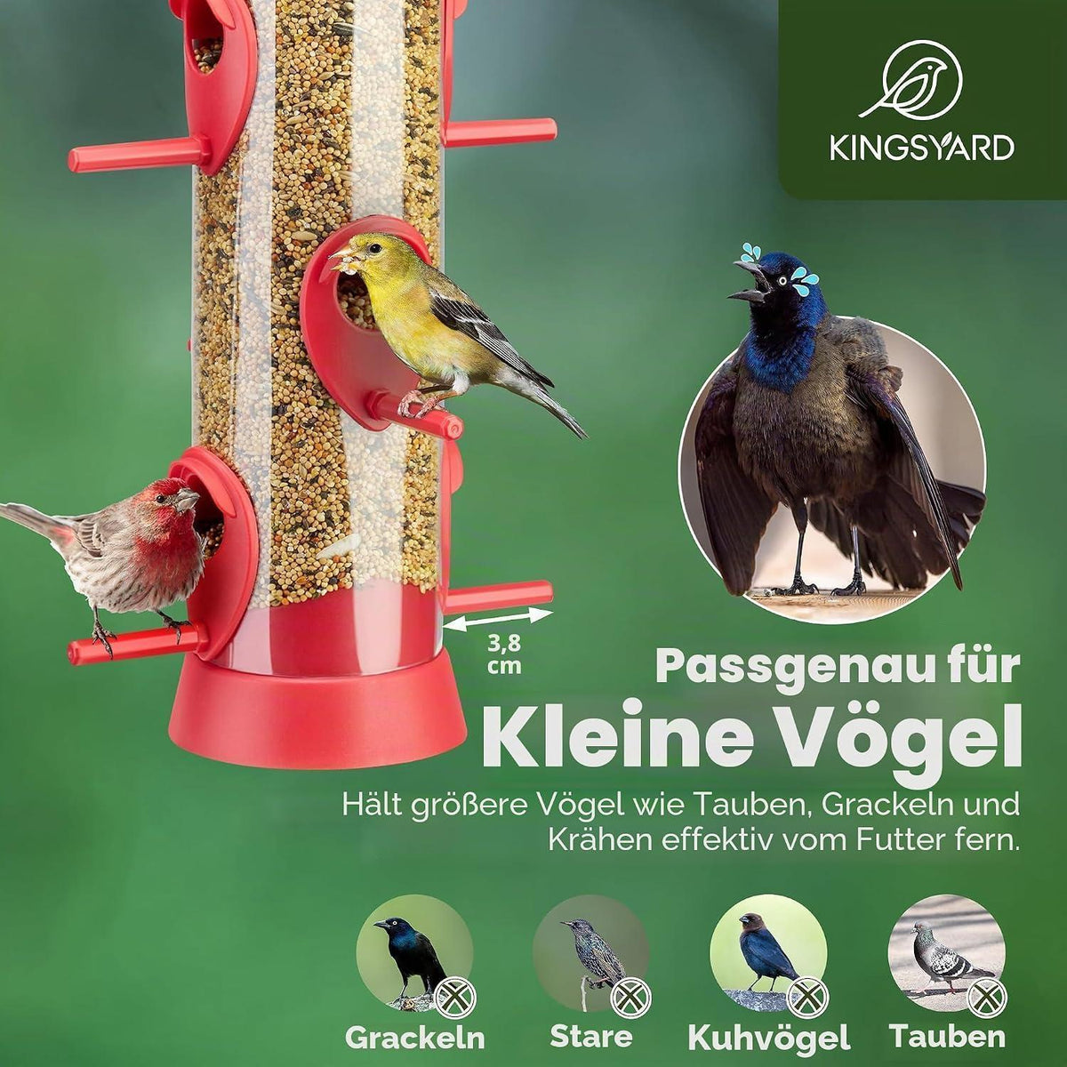 Vogelfutterstation mit 6 Stangen – Futterhaus für Wildvögel