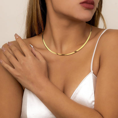 Vergoldete Schlangenkette Damen 14K Edelstahl 3mm 14 Zoll