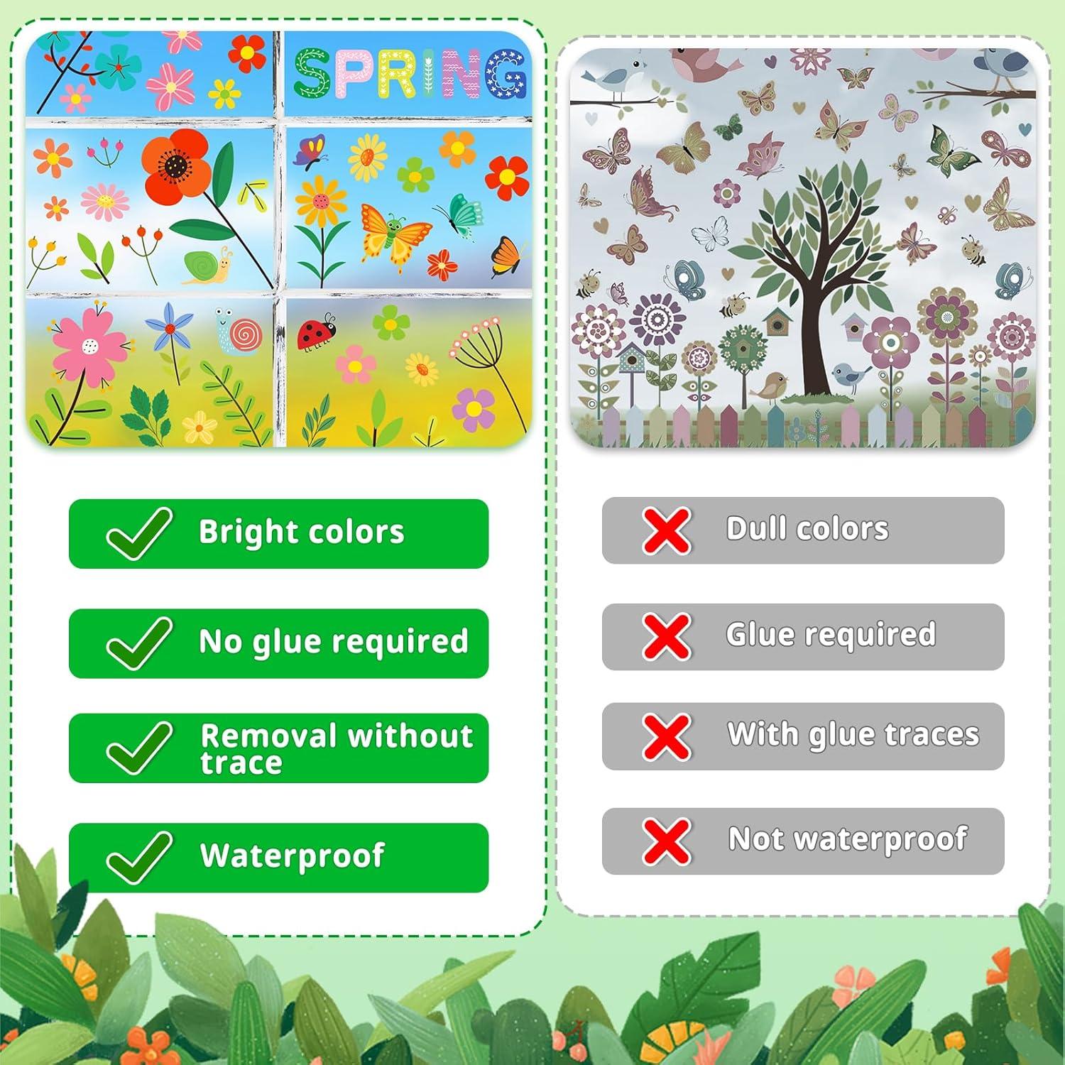 Fensterbilder Frühling Selbstklebend Blumen Schmetterlinge 9 Blätter