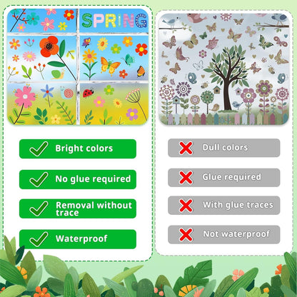 Fensterbilder Frühling Selbstklebend Blumen Schmetterlinge 9 Blätter