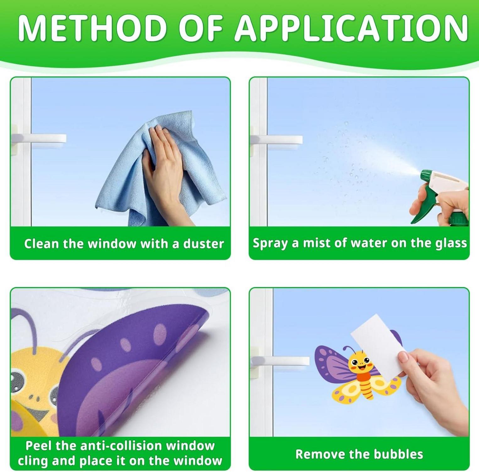 BBLIKE Fensterbilder Frühling Schmetterling Blumen Selbstklebend Wiederverwendbar
