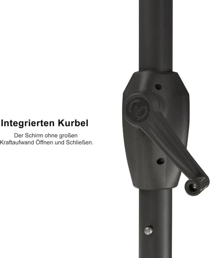 Beiger Ampelschirm mit Fransen, 270 cm rund, UV-Schutz 50+, wasserabweisend