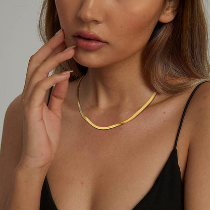 Vergoldete Schlangen Kette Damen 14K Edelstahl 3mm 15 Zoll