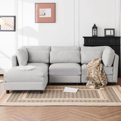 Schlafsessel ZYLOYAL10 – Modernes Sofa mit Chaiselongue & Stauraum (Hellgrau)