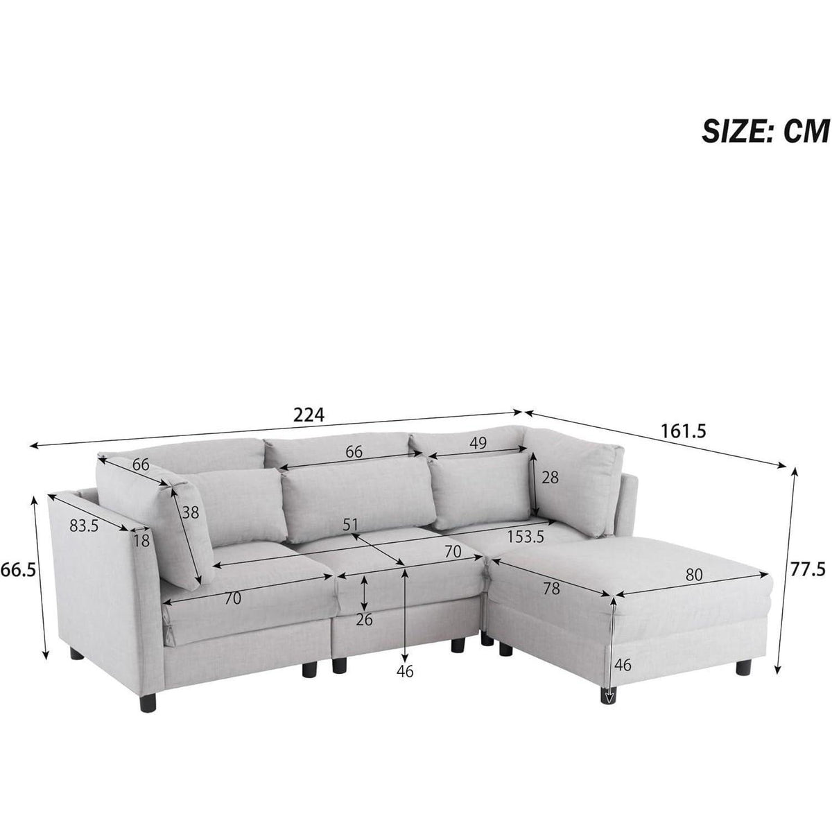 Schlafsessel ZYLOYAL10 – Modernes Sofa mit Chaiselongue & Stauraum (Hellgrau)