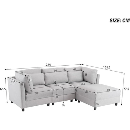 Schlafsessel ZYLOYAL10 – Modernes Sofa mit Chaiselongue & Stauraum (Hellgrau)