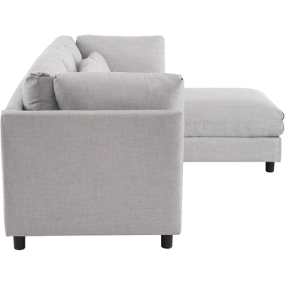 Schlafsessel ZYLOYAL10 – Modernes Sofa mit Chaiselongue & Stauraum (Hellgrau)