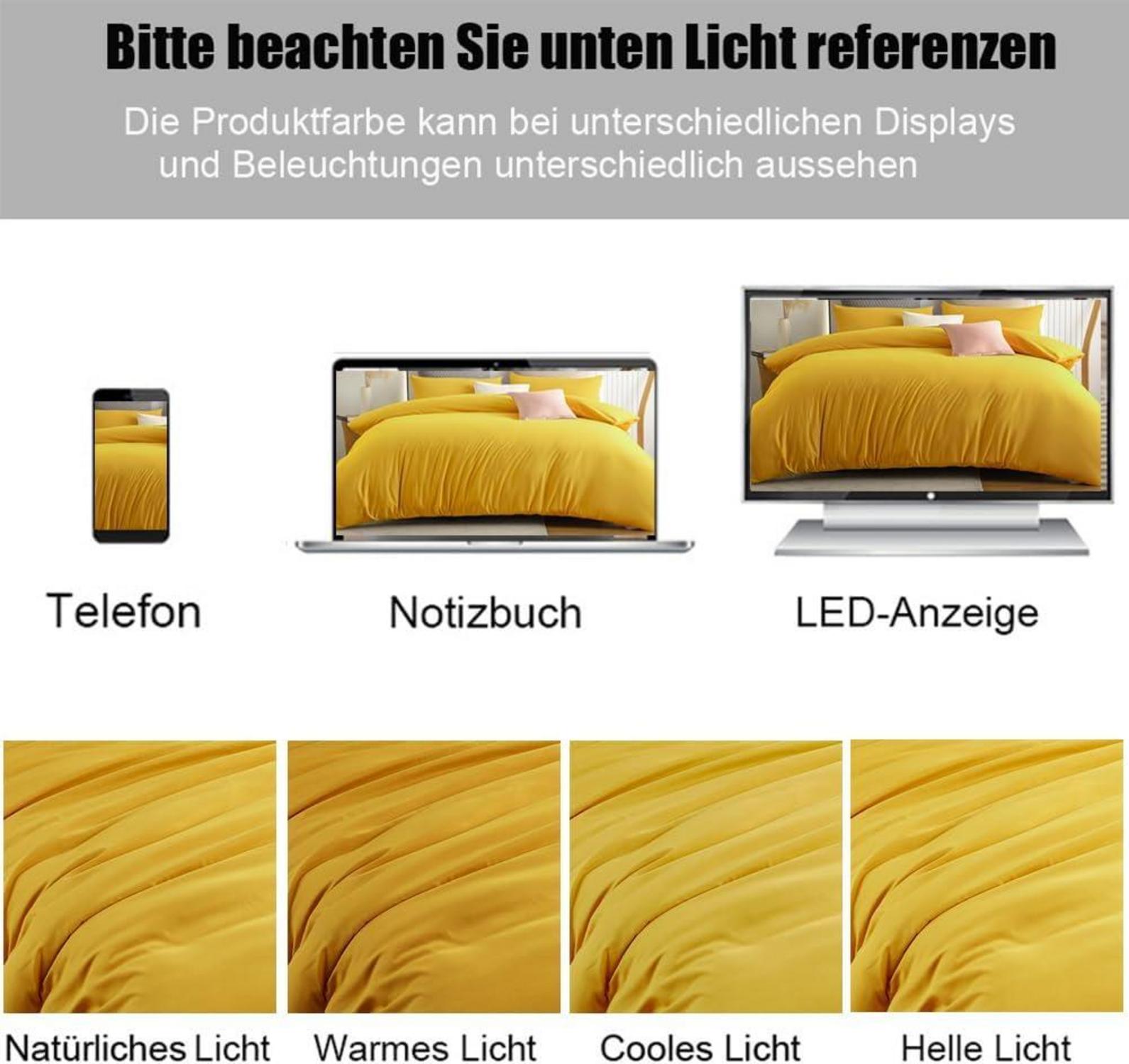 Luxuriöse Gelbe Bettwäsche 220x240 cm - Mikrofaser, Reißverschluss, 2