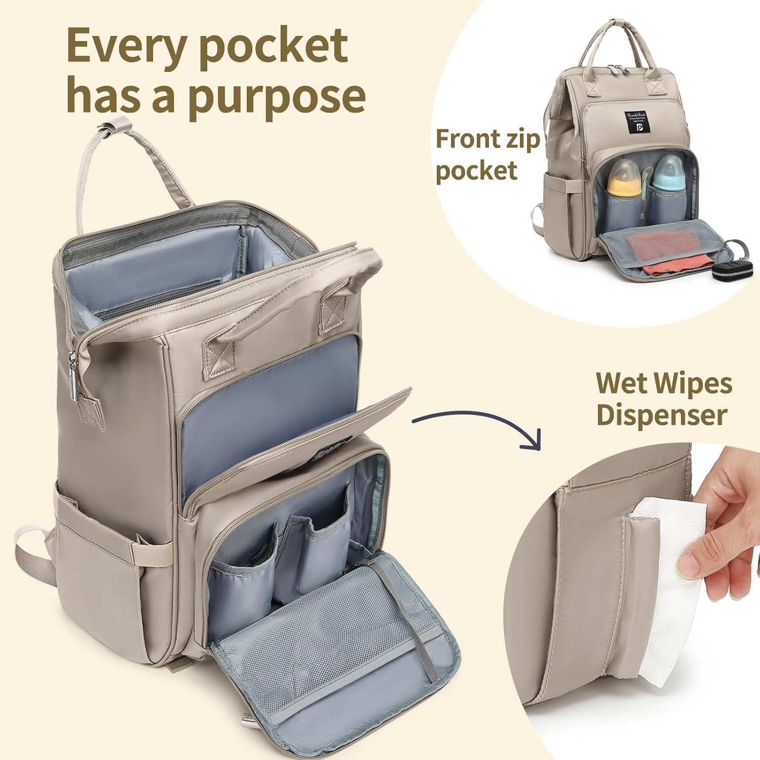 Baby Wickelrucksack mit Wickelunterlage und großer Kapazität