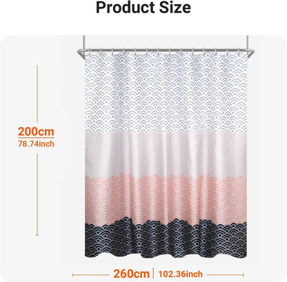 Duschvorhang Blume 260x200cm Polyester Wasserdicht mit Ösen 14 Ringe