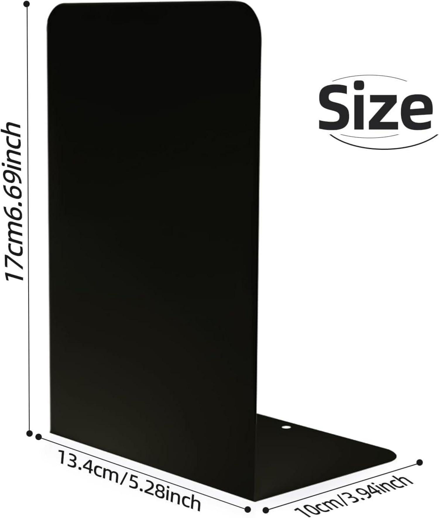 Schwarze Metall Buchstützen Vintage L-Form Bookends 2 Paare