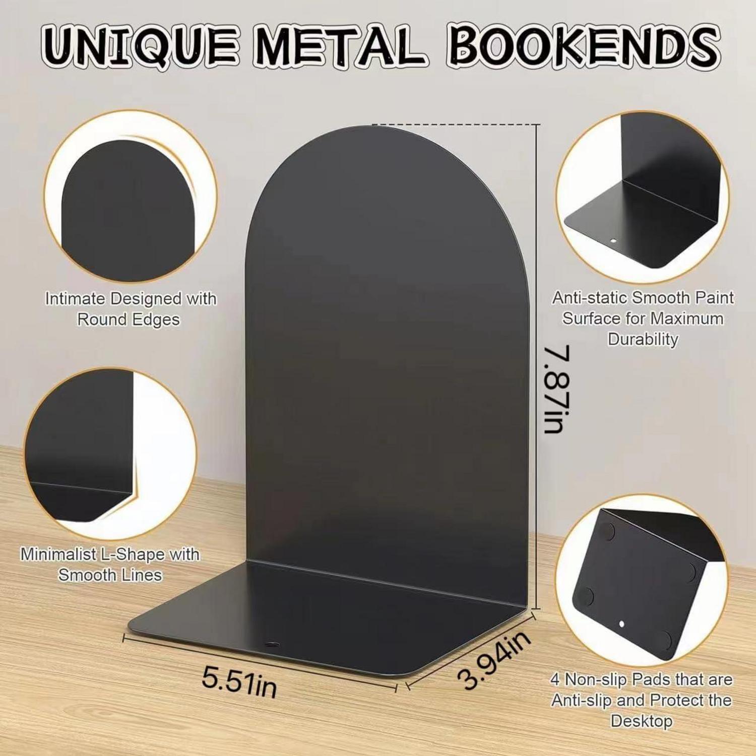 Buchstütze Metall 8 Stück Buchhalter Bookends Schwarz