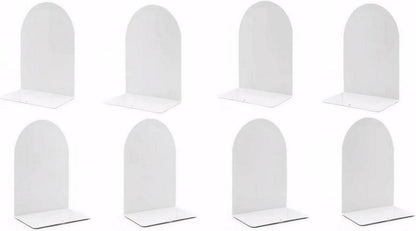8er Set Metall Buchstützen Weiß - Schwere, Rutschfeste Bookends