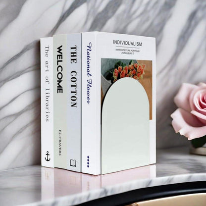 Buchstütze Metall Bookends 8 Stück, Weiße Bücherstützen Set