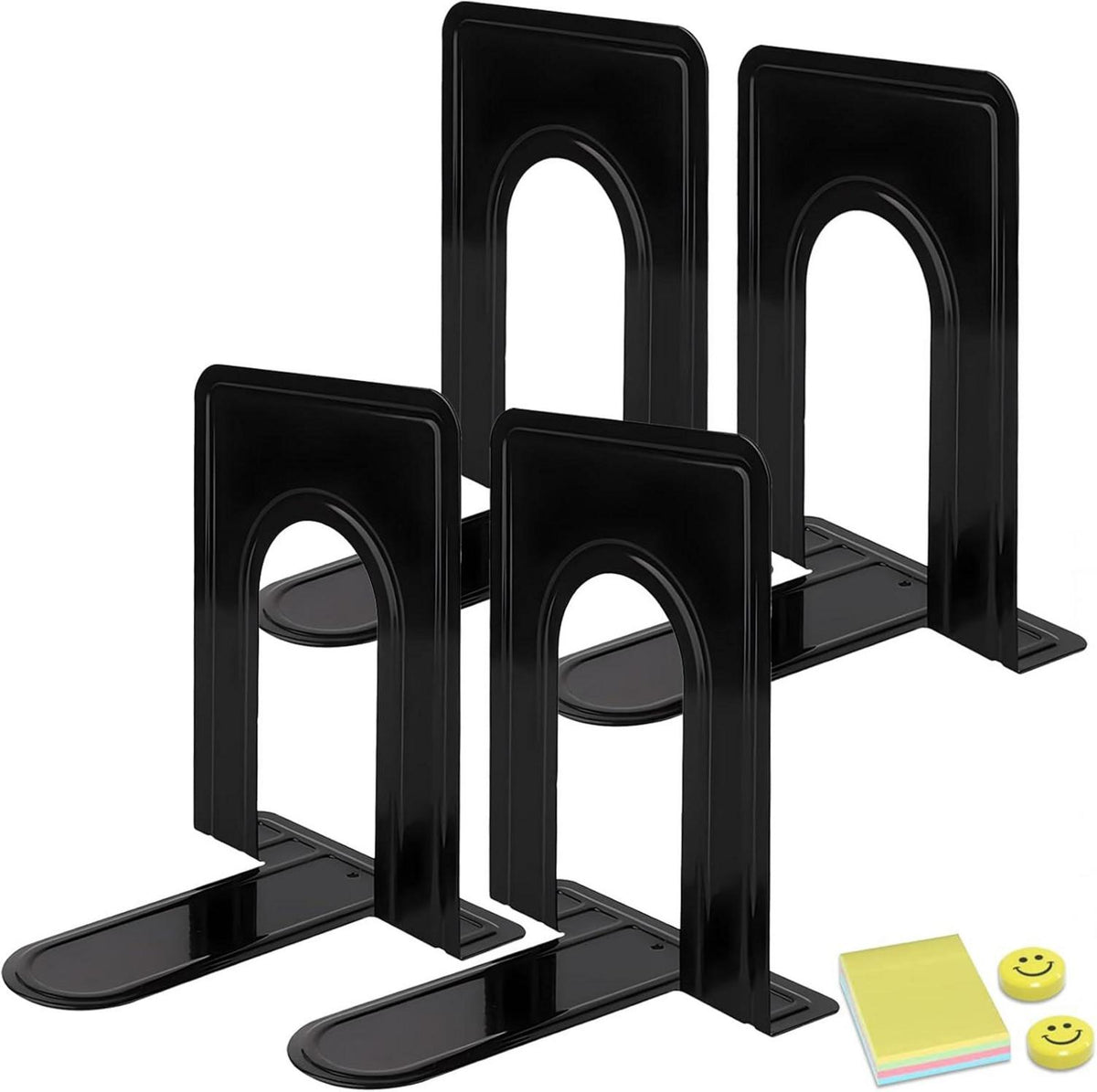 Qualsen Buchstützen Metall Vintage Schwarz Bookends 2 Paare 17 x 12 x