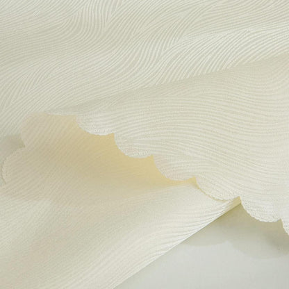 Runde Jacquard Tischdecke 120cm – Cremeweiß, Wellenrand