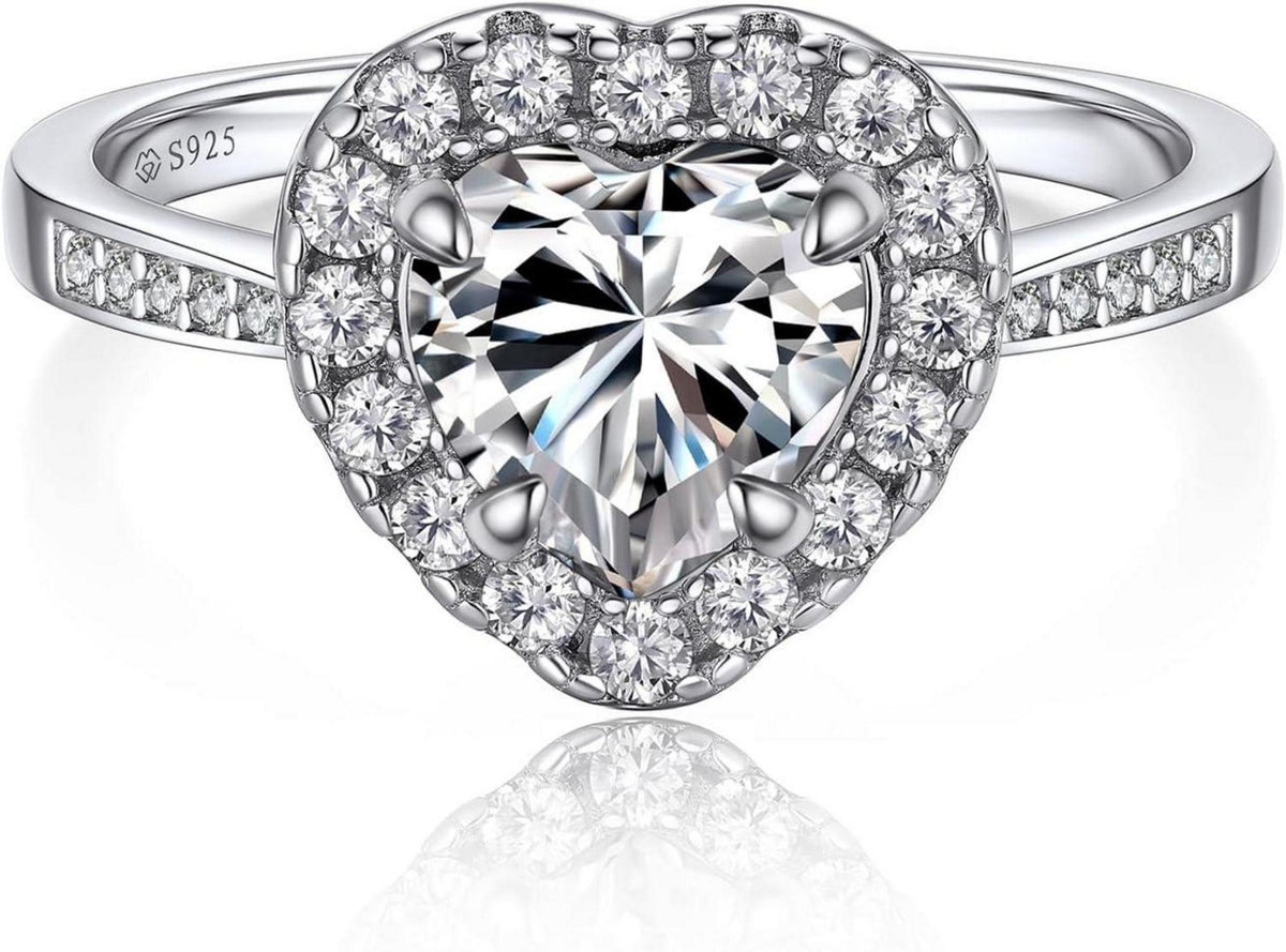 Verlobungsring Damen Silber 1 Karat Moissanit 925 Silber