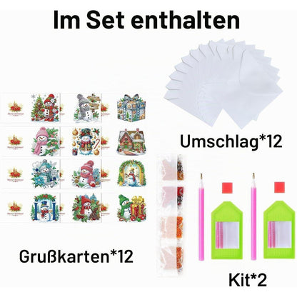 5D Diamant Grußkarte Blume Skelett - DIY Dankeskarte Weihnachten