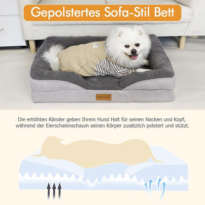 Orthopädisches Hundebett XL mit Rand, waschbar, grau
