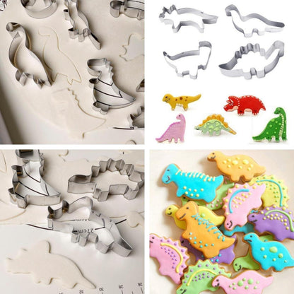 Dinosaurier Ausstechformen Set 4 Stück für Kinder, Kekse, Plätzchen - Edelstahl, Wiederverwendbar, Spülmaschinenfest