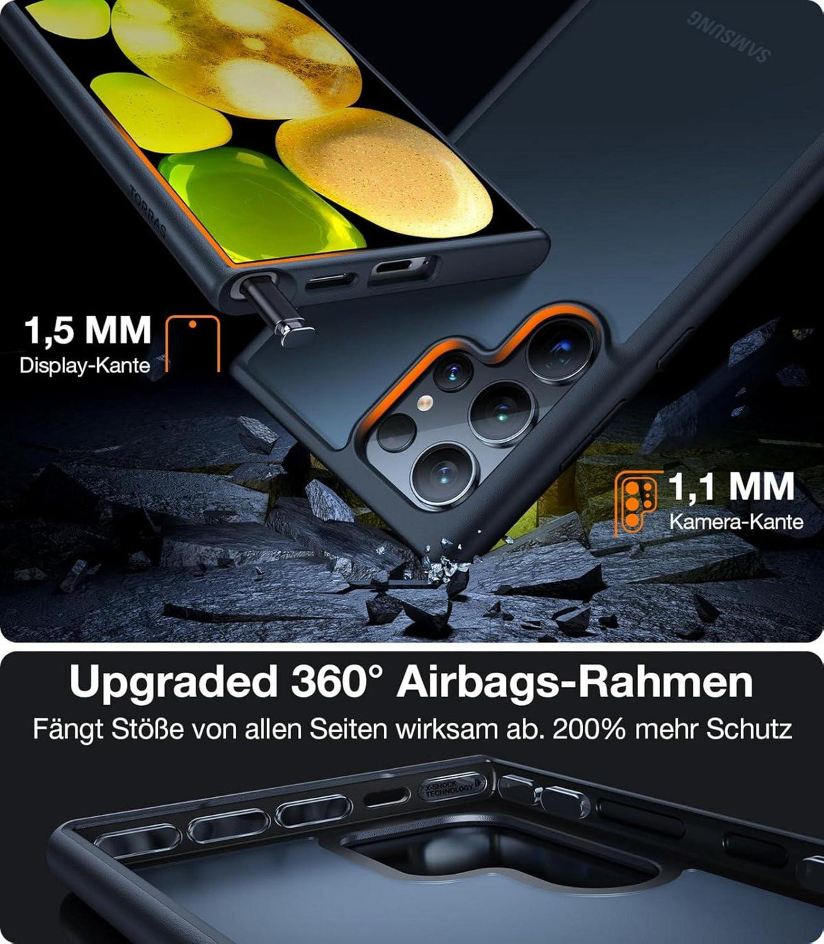 TORRAS Galaxy S24 Ultra Hülle 5G Militärischer Schutz Stoßfest 3