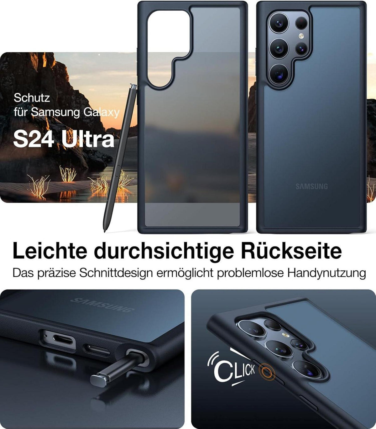 TORRAS Galaxy S24 Ultra Hülle Militärischer Schutz Stoßfest Abnehmbare Knöpfe