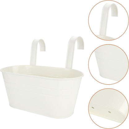 Blumentopf Hängend 4er Set Metall Weiß 27.5cm Drainage Balkon Zaun