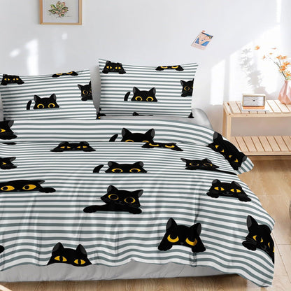 Bettwäsche-Set Gestreifte Katze für Kinder – 135x200cm