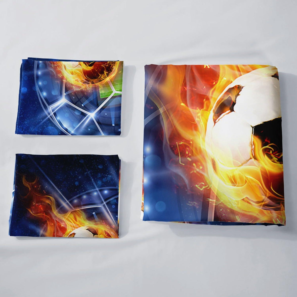 Flammenfußball Bettwäsche-Set 200x200 cm | 2 Kissenbezüge