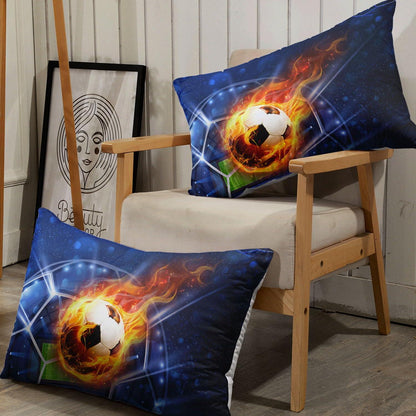 Flammenfußball Bettwäsche-Set 200x200 cm | 2 Kissenbezüge