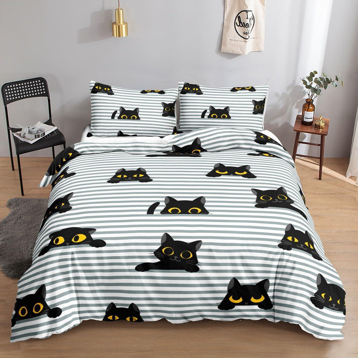 Bettwäsche-Set Gestreifte Katze 200x200 cm
