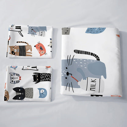 Cartoon Katz Bettwäsche-Set 220x230cm mit 2 Kissenbezügen