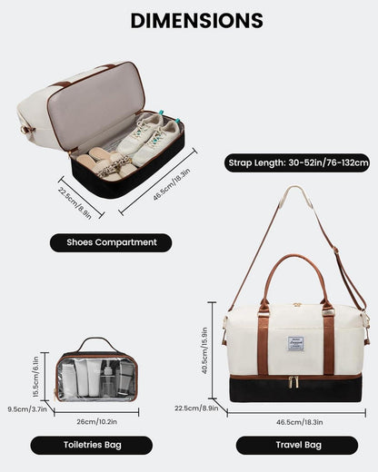 Damen Reisetasche Sporttasche mit Schuhfach - Groß Weekender