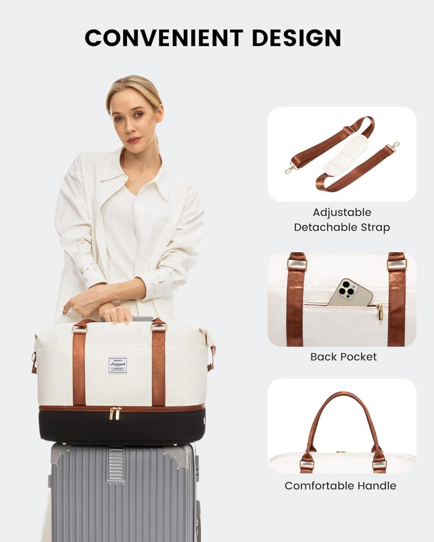 Weekender Reisetasche Damen 45L Handgepäck Sporttasche mit Schuhfach