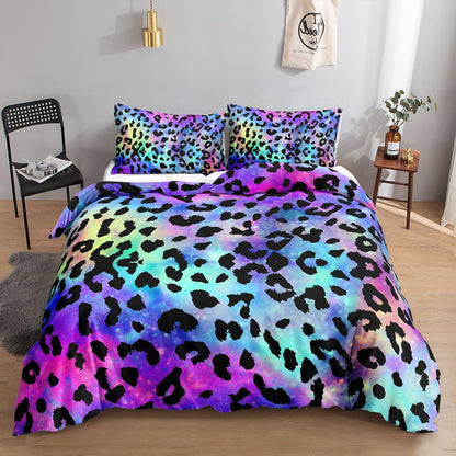 Leopardenmuster Bettwäsche-Set 200x200cm mit 2 Kissenbezügen