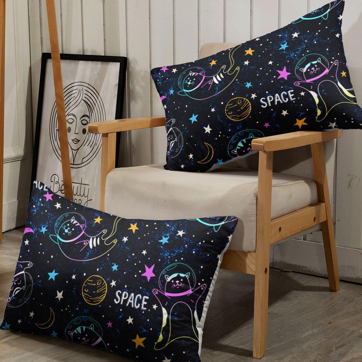 Bettwäsche-Set Katzenmuster 200x200 cm mit 2 Kissenbezügen