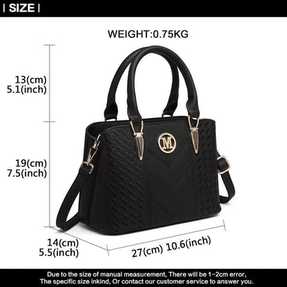 Miss Lulu Damen Handtasche Set Mittelgroß Beige Shopper PU-Leder