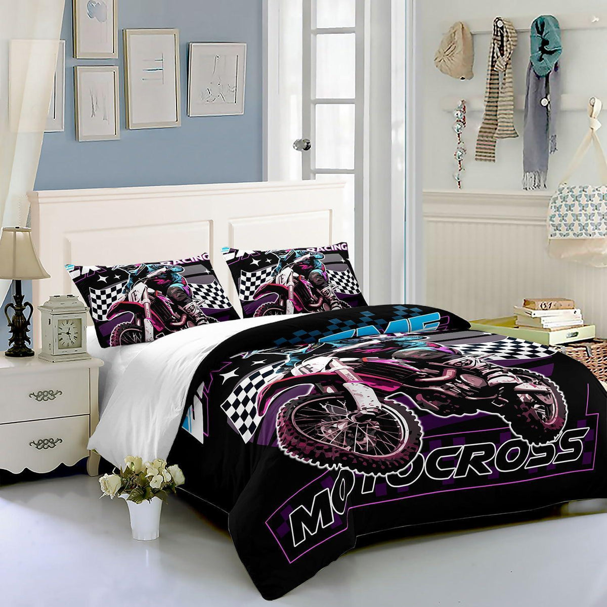 Moto-Cross Bettwäsche-Set 200x200 cm | Kinderzimmer Bettwäsche