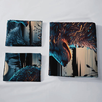 Bettwäsche-Set Wolf 200x200cm - Kinder Bettwäsche mit Kissenbezügen