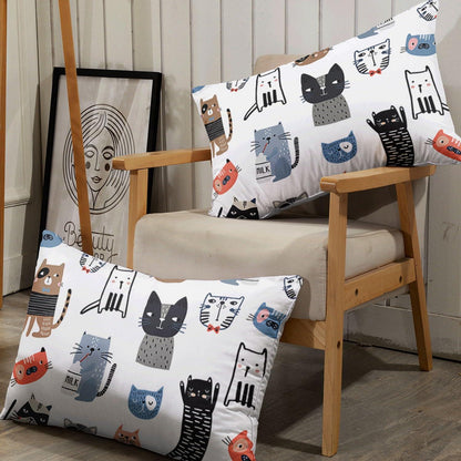 Cartoon Katz Bettwäsche-Set 200x200 cm mit Kissenbezügen