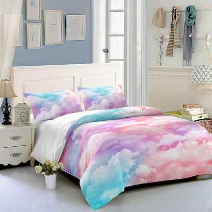 Bettwäsche-Set Bunte Wolken 200x200cm mit Kissenbezügen