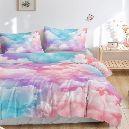 Bettwäsche-Set Bunte Wolken 200x200cm mit Kissenbezügen