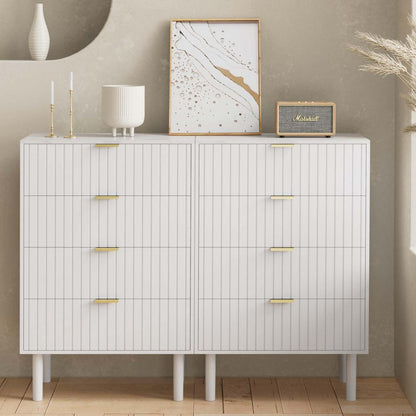 Moderne Kommode mit 8 Schubladen, Weiß – 120x34x94 cm