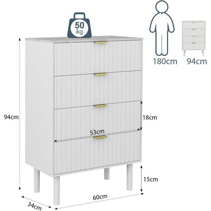 Moderne Kommode mit 8 Schubladen, Weiß – 120x34x94 cm