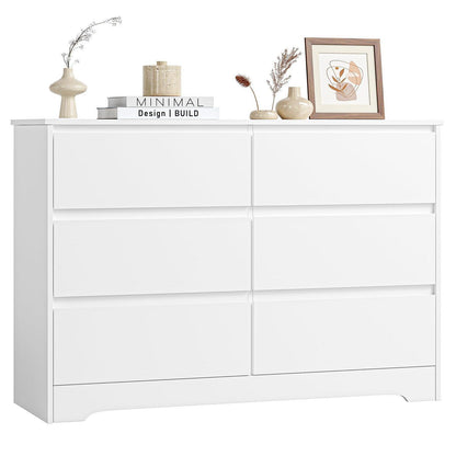 Weiße Kommode mit 6 Schubladen – 120cm Sideboard für Schlafzimmer