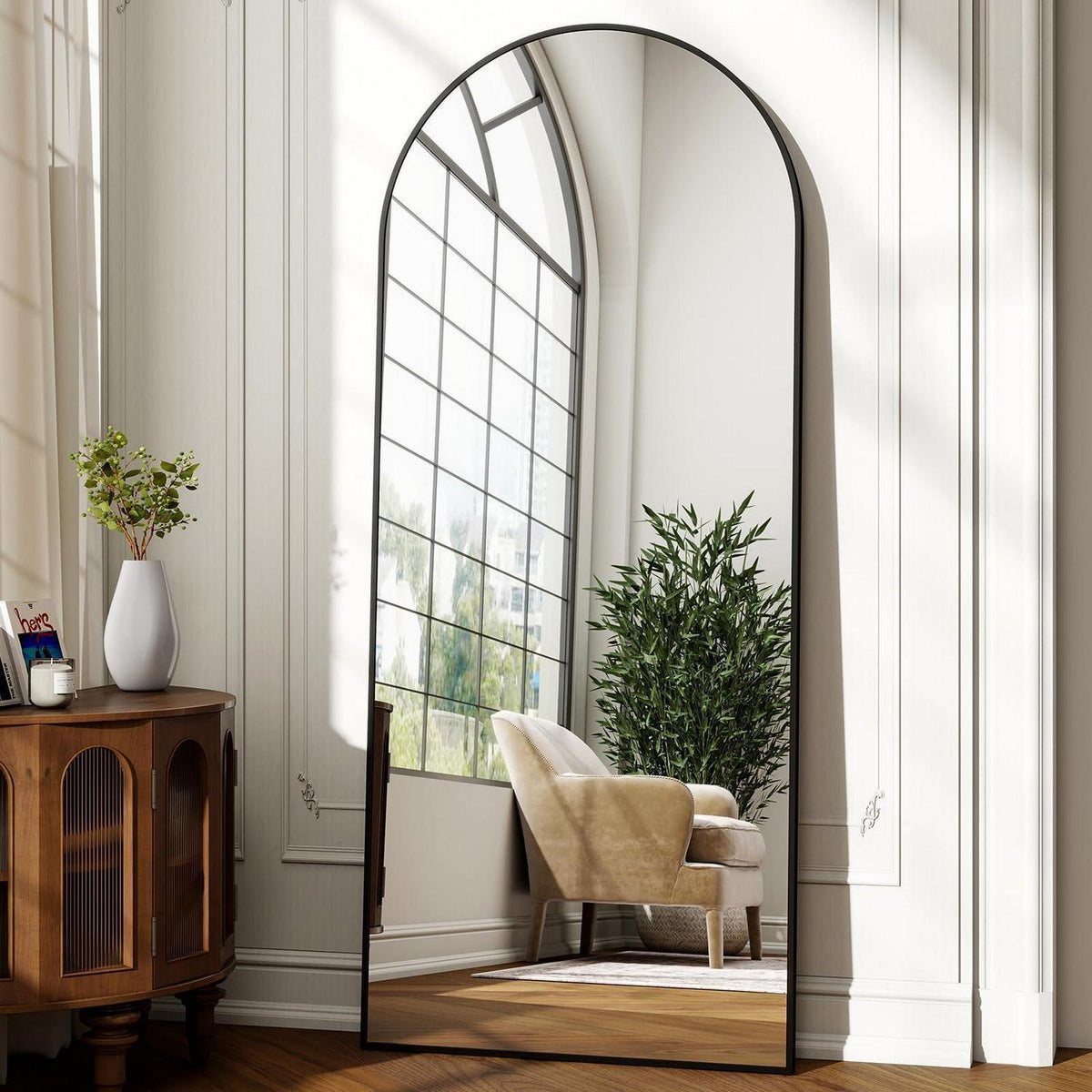 Ganzkörperspiegel Bogen Schwarz – 180x76cm, Stand- & Wandspiegel