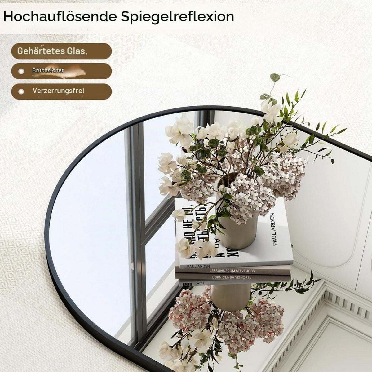 Ganzkörperspiegel Bogen Schwarz – 180x76cm, Stand- & Wandspiegel