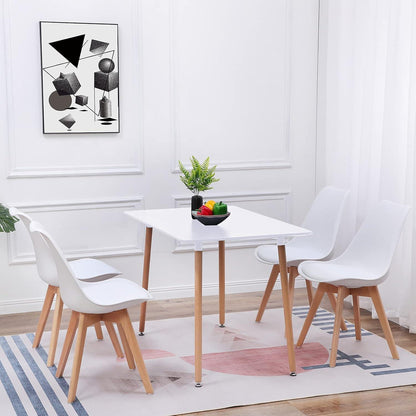 Rechteckiges Esszimmer-Set weiß mit 4 Stühlen