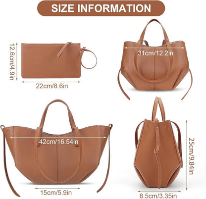 Damen Tote Bag Umhängetasche Shopper PU Leder Schultertasche