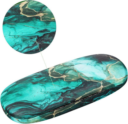2er Pack Hardcase Brillenetui Marmor Design, Brillenbox Hartschale für Damen, Herren, Kinder